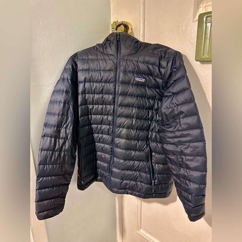 Patagonia Down Sweater Hoody - Navy Blue - Size Large